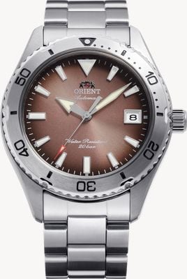 Orient Mako 40 automatische limited edition (40 mm) koperkleurige wijzerplaat met zonnestraalmotief / roestvrijstalen armband RA-AC0Q17Y30B
