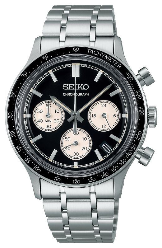Seiko Chronographe de sport de course (38,7 mm) cadran noir montre
