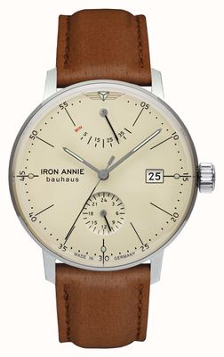 Iron Annie Bauhaus | automatico | cinturino in pelle marrone chiaro | quadrante beige 5060-5