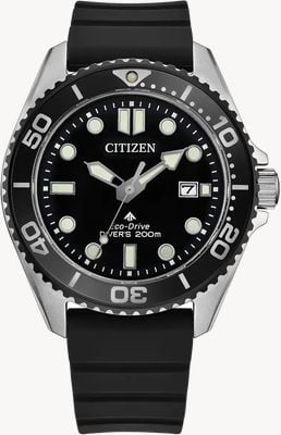 Citizen Eco-Drive Promaster Diver (41 mm) cadran noir / bracelet caoutchouc noir BN0266-07E