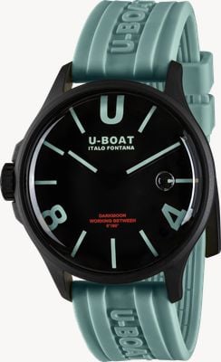 U-Boat Darkmoon bk curve aquamarine pvd (46,5 mm) quadrante nero / cinturino in silicone acquamarina 9526/B