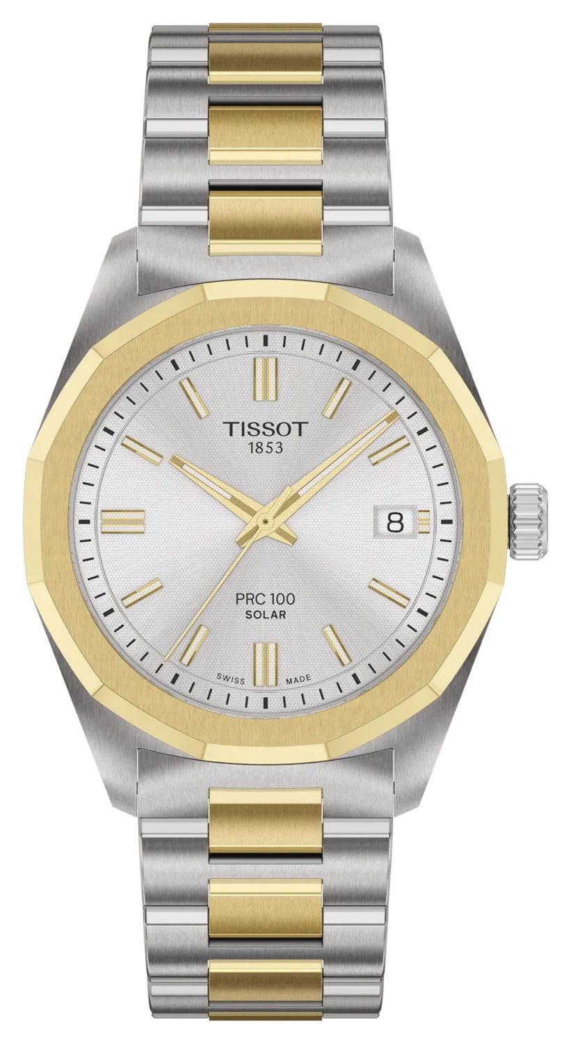 Tissot solaire PRC 100 (34 mm), cadran argentÃ©, montre