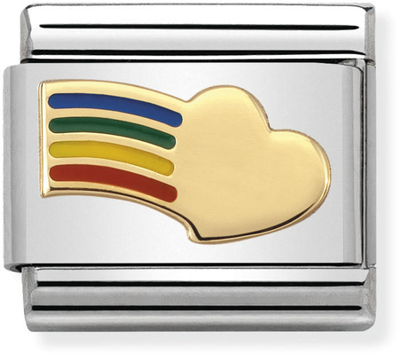 Nomination Classic Heart 18ct Gold & Steel Enamel Charm 030283/12