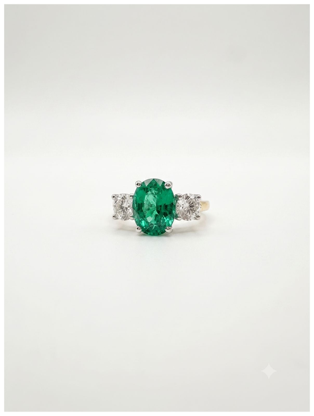 James Moore & Co 18ct Yellow Gold Plat 1.86ct Lg Emerald Jewellery