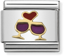 Nomination Classic Glasses With Heart 18ct Gold & Steel Enamel Charm 030283/08