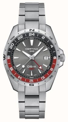 Certina Ds-x Quarz GMT (41 mm) graues Zifferblatt / Edelstahlarmband C0474521108101