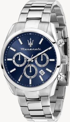 Maserati Herren-Attrazione (43 mm) mit blauem Zifferblatt und Edelstahlarmband R8853151005
