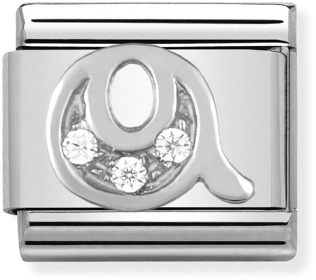 Nomination Classic Letter Q Sterling Silver & Steel Cubic Zirconia Charm 330301/17