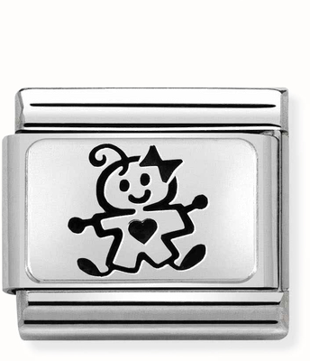 Nomination Classic OXYDISED PLATES 2 In Steel And 925 Silver Baby Girl Charm 330109/51