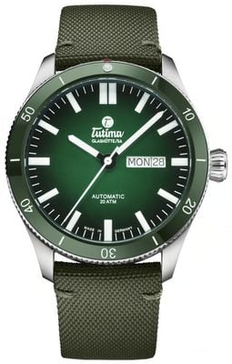 Tutima Glashütte Grand Flieger Airport Automatic (41mm) Green Dégradé Dial / Green Cordura Strap 6107-03