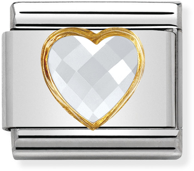 Nomination Classic Heart 18ct Gold & Steel Charm 030610/010
