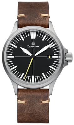 Damasko Relógio Ds30 amarelo automático três ponteiros (39 mm) mostrador preto / pulseira de couro mocha vintage DS30 YELLOW VINTAGE MOCHA LEATHER