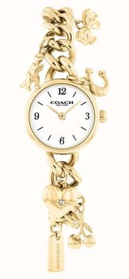 Coach Iris 22mm Armbanduhr mit weißem Zifferblatt und goldfarbenem Edelstahlarmband 14504648