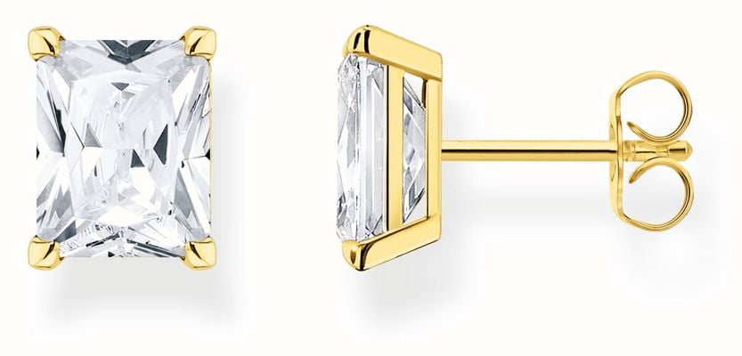 Thomas Sabo Rainbow Heritage | Gold Plated Sterling Silver | White Gemstone | Stud Earrings H2201-414-14