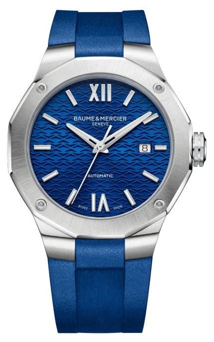 Baume & Mercier bracelet en caoutchouc bleu Riviera montre
