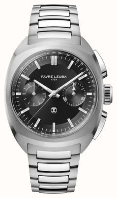 Favre Leuba Cronógrafo automático Chief (41 mm) esfera negra con efecto rayos de sol / brazalete de acero inoxidable 00.20101.113.01.200