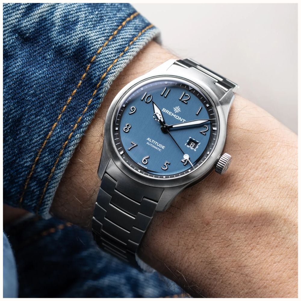 Bremont Altitude Date Automatic (39mm) Brushed Blue Galvanic Metal Dial / Stainless Steel Bracelet ALT39-DT-SS-BL-B - alternate view 8