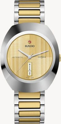 RADO Diastar Original herenhorloge (38 mm) met gouden wijzerplaat en tweekleurige roestvrijstalen band R12160253
