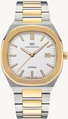 Continental 现代八角形（41毫米）白色表盘/双色不锈钢表链 23501-GD312130