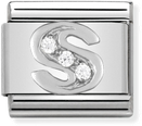 Nomination Classic Letter S Sterling Silver & Steel Cubic Zirconia Charm 330301/19