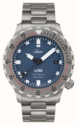 Sinn Montre automatique U50 b tegiment (41 mm) avec cadran bleu mat et bracelet en acier inoxydable à maillons en H 1050.0301 H LINK