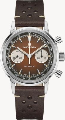 Hamilton Amerikanischer klassischer Intramatic Chronograph H (40 mm), braunes Zifferblatt / braunes Lederarmband + Edelstahl-Mesh H38429591