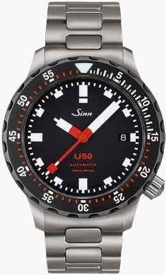 Sinn U50 sdr regiment zegarek z dwuczęściową bransoletą 1050.050 TWO LINK BRACELET