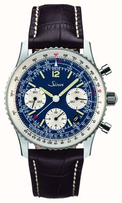Sinn 903 st be ii le chronographe de navigation (41 mm) cadran bleu foncé / bracelet cuir marron 903.091