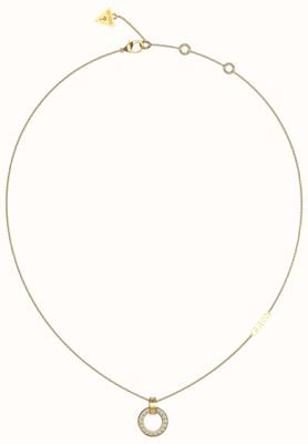 Guess Women's Circle Lights Gold Plated Pavé Circle Necklace 16-18" UBN03159YG