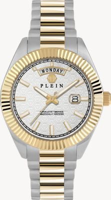 Philipp Plein DATE SUPERLATIVE GENT (42mm) Silver Sunray Dial / Two-Tone Stainless Steel Bracelet PWPNA0324