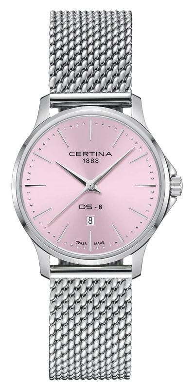 Certina Ds-8 lady (31 mm) cadran rose / bracelet maille montre
