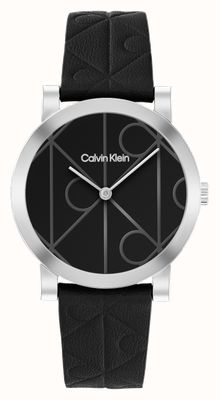 Calvin Klein CK Monogram (32mm) Black Dial / Black Leather Strap 25100128