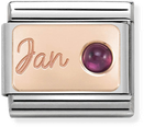 Nomination Classic January Birthstone Garnet 9ct Rose Gold & Steel Charm 430508/01