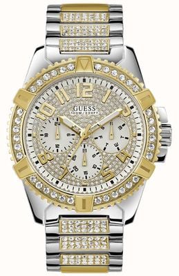 Guess Men's Crystal Dial Two Tone Stainless Steel Bracelet W0799G4