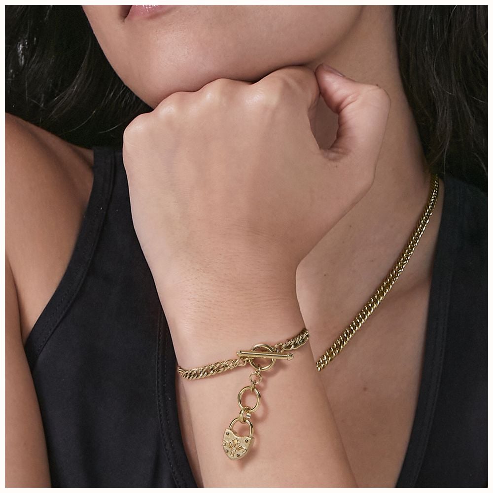 Olivia Burton Lock Heart Gold Plated Toggle Bracelet 24100632 - vista alternativa 3
