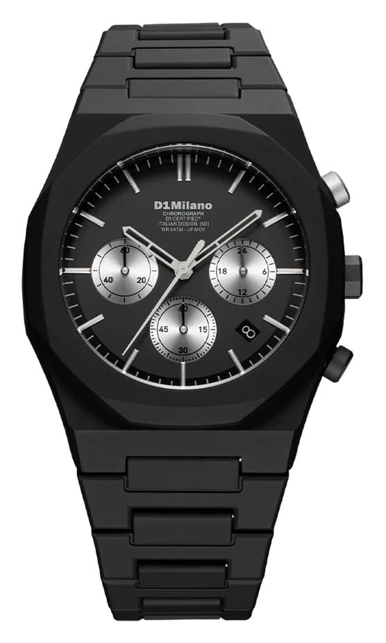 D1 Milano Polychrono cadran lunaire dorÃ© (40,5 mm) noir mat montre