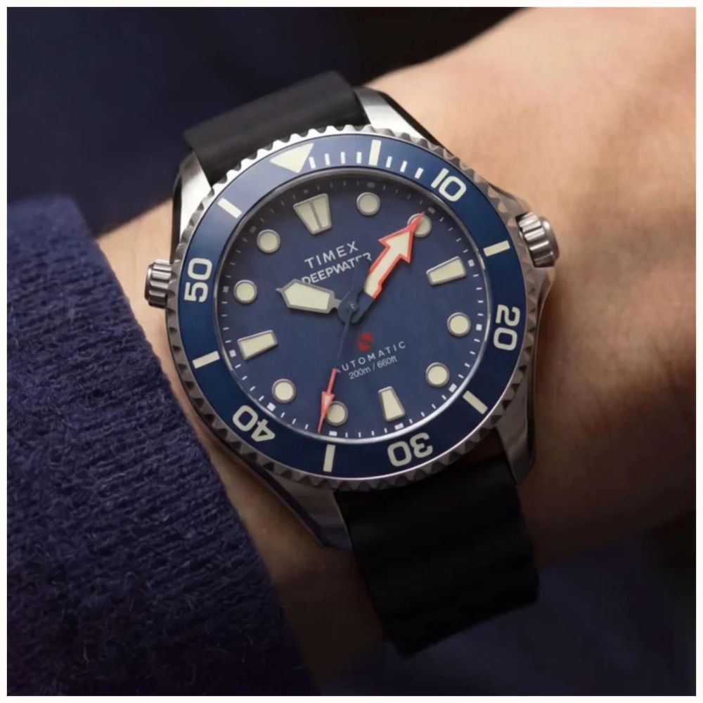 Timex Deepwater Meridian 44mm Blue Dial Rubber Mens Automatic TW3A01700 - alternative Ansicht 2