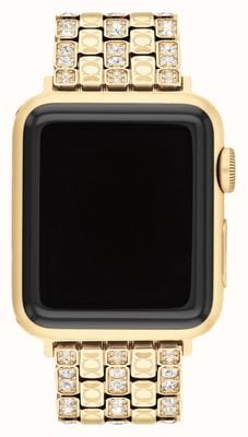 Coach Damenarmband für die Apple Watch (38/40/41 mm) aus goldfarbenem Edelstahl mit Kristallbesatz 14700262