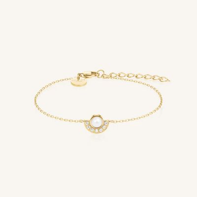 Rosefield Jewellery Modern Pearl Circle Gold Bracelet JBPCG-J1295