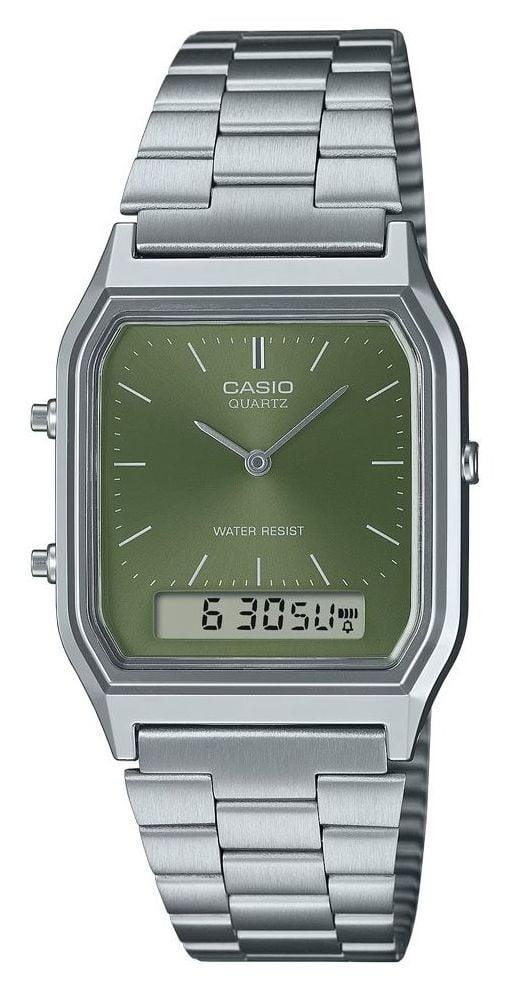 Casio hybride vintage (29,8 mm) avec cadran vert et montre-image-163517