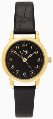 Limit Mouvement à quartz classique (26 mm), cadran noir / bracelet en cuir PU noir façon crocodile 60272