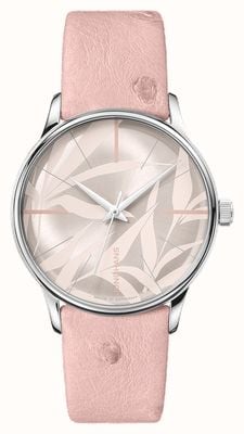 Junghans Meister automatic damen com mostrador rosa e pulseira de couro rosa 27/3242.00