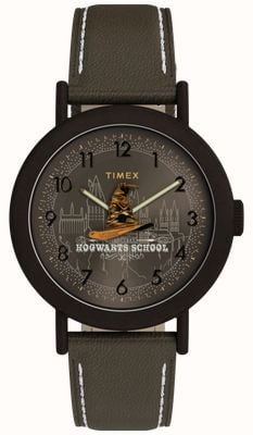 Timex Montre week-end Harry Potter avec chapeau de trieur (37 mm), cadran marron / bracelet en cuir marron TW2Y77000