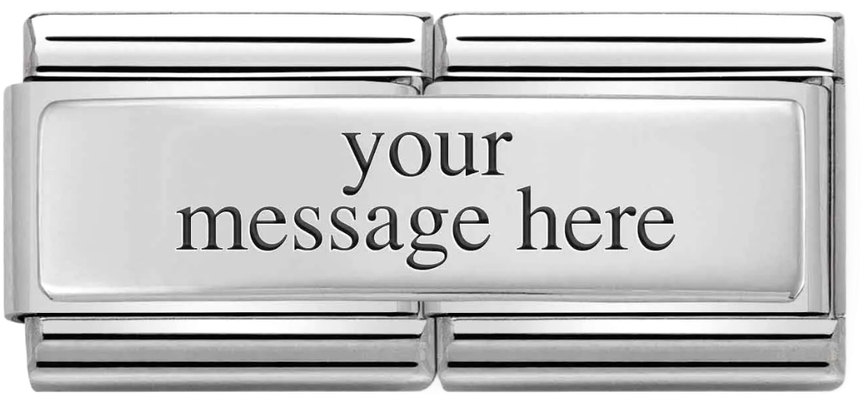 Nomination Classic DOUBLE ENGRAVED Steel And Silver Sterling Silver CUSTOM Smooth Plate Charm 330710/01