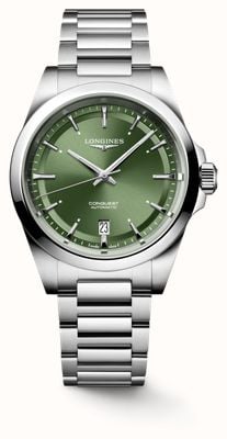 LONGINES Conquest automatische (38 mm) groene wijzerplaat / roestvrijstalen armband L37204026