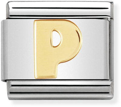 Nomination Classic Letter P 18ct Gold & Steel Charm 030101/16