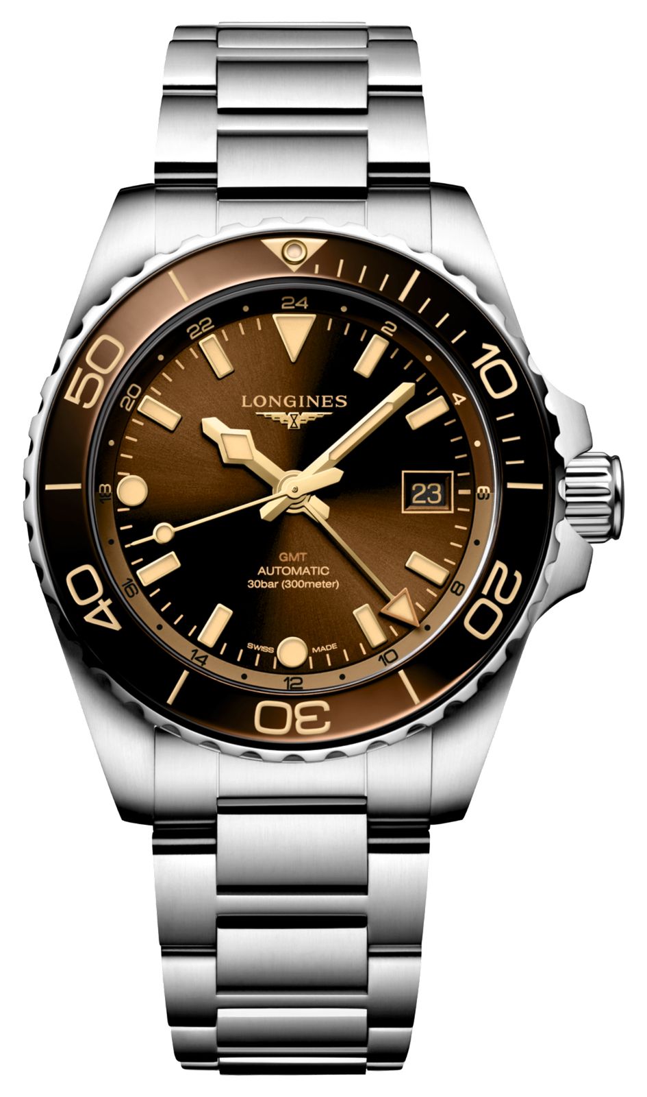 LONGINES Hydroconquest gmt (41 mm) cadran marron soleil / montre