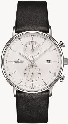 Junghans Form c chronoscoop kalfsleer zwarte band 41/4770.00
