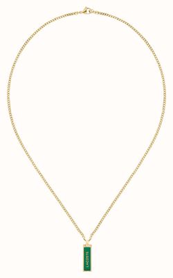 Lacoste Stainless Stell Gold-Plated Green Pendant Necklace 2040325