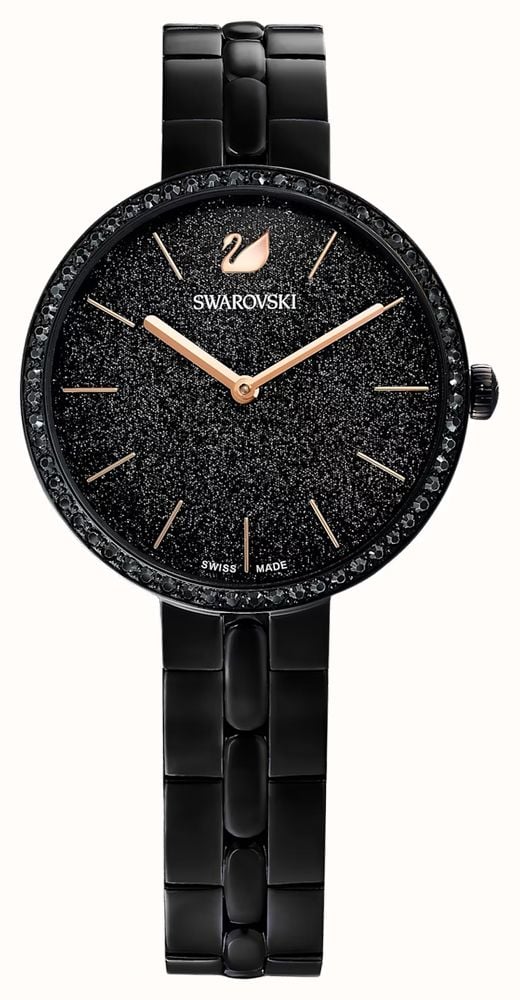 Swarovski Cosmopolitan 32mm Black Glitter Dial Black PVD Stainless 